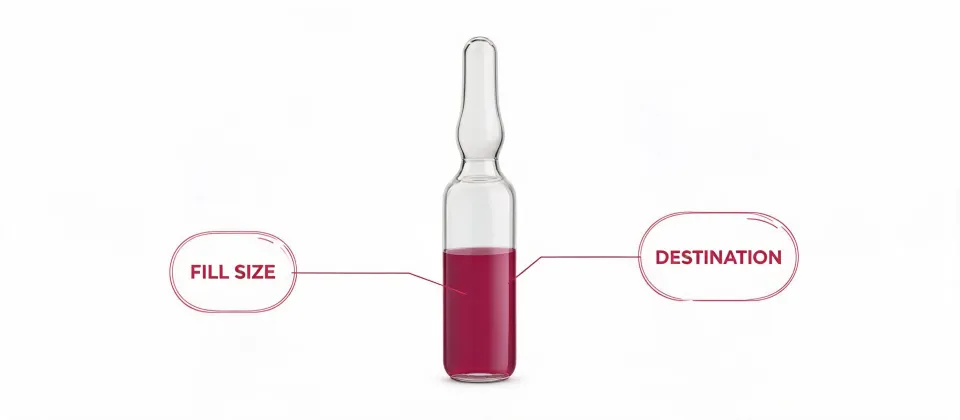 Ampoule specification worksheet illustration, not a premises map